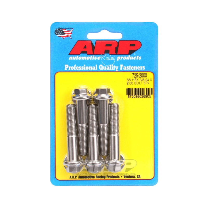 Șuruburi și piulițe universale ARP cu cap STD 3/8-24 – Oțel inoxidabil, cap hexagonal, x5 - ARP-725-2000 - 725-2000 - 3666618199047